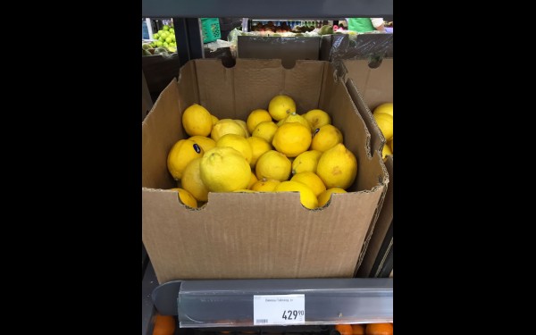 В апреле резко поднялись цены на лимоны, и до сих пор они держатся выше 400 рублей за кг. Фото сделано в сети «Слата»