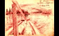 Вверх по реке Маме: баржа следует от Луговки до Слюдянки (рисунок И.А.Денискина, 4 октября 1964 года).