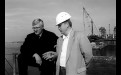 Сергей Брилка на строительстве Академического моста с главным инженером мостоотряда № 125 Виктором Ляшенко