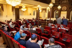Молельный зал занимает половину площади синагоги; зал для мужчин рассчитан на 250 мест, женщины молятся на балконе второго этажа