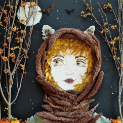 Картина девушки из природного материала. © pibig.info